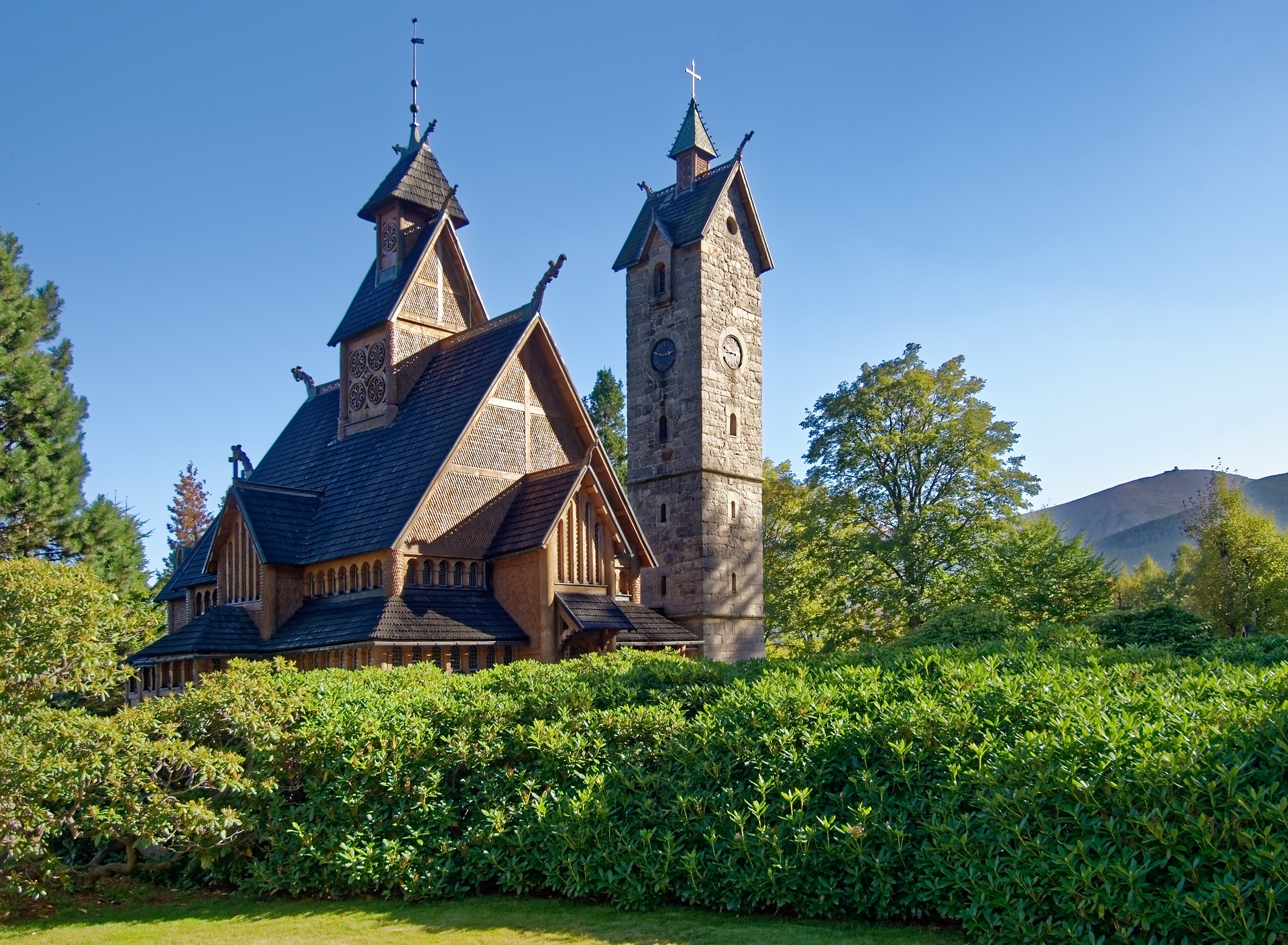 The Vang stave church in summer